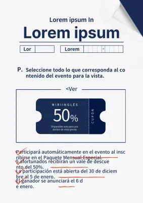 Evento de descuento con temática de papel de examen azul marino