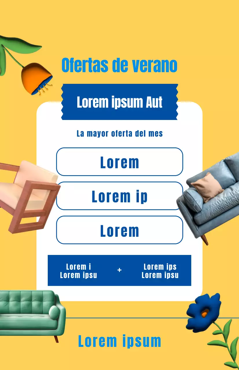 Promocione una venta de muebles con un fondo amarillo