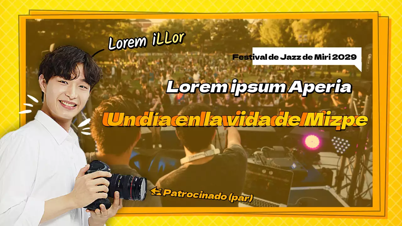 Un concepto amarillo, brillante y chispeante para una sesión fotográfica en un festival