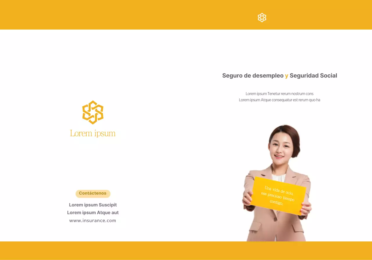 Un sencillo texto e imagen amarillos para promocionar el régimen de la Seguridad Social.