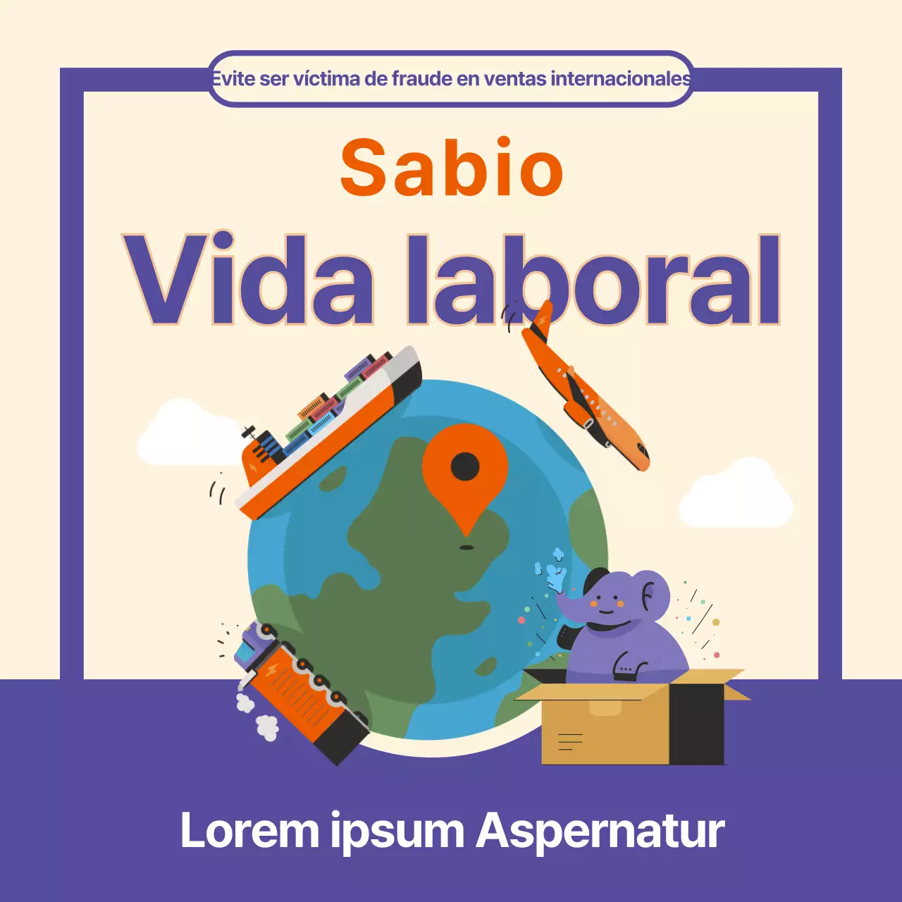 Explicación de la prevención de daños en la publicidad directa en el extranjero de color morado y minimalista