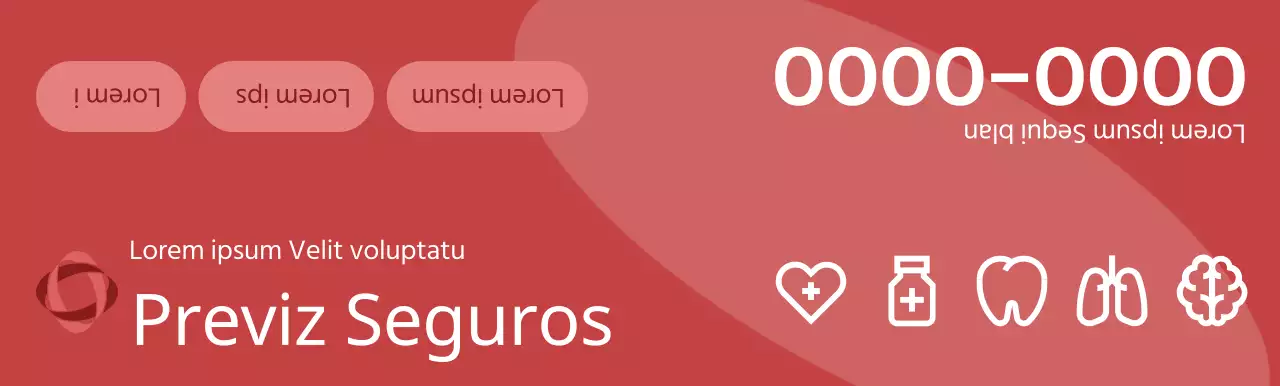 Una pieza promocional de una compañía de seguros con ilustraciones en 3D de tonos oscuros e iconos de salud.