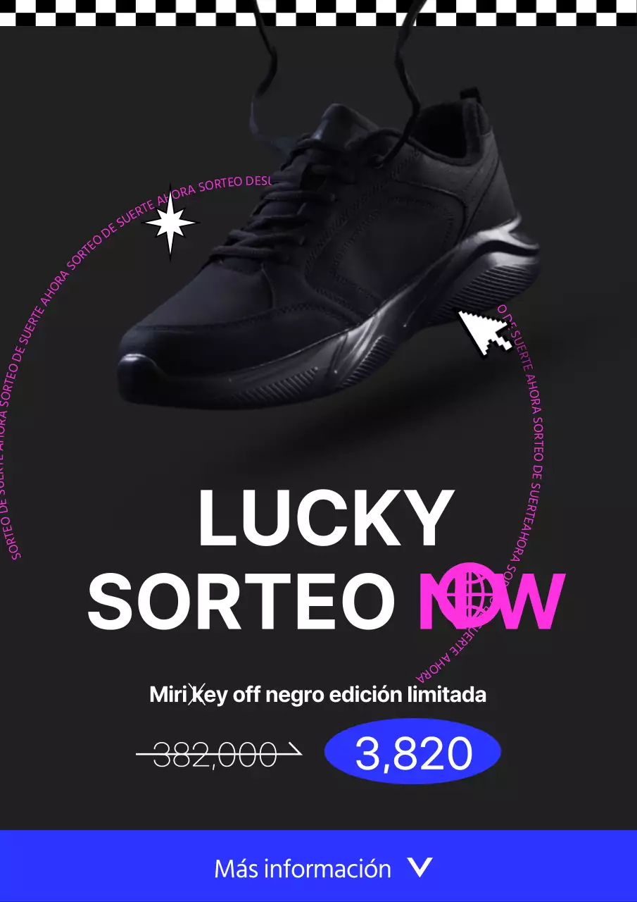 Lucky Drow webposter en negro, una zapatilla de moda de edición limitada.