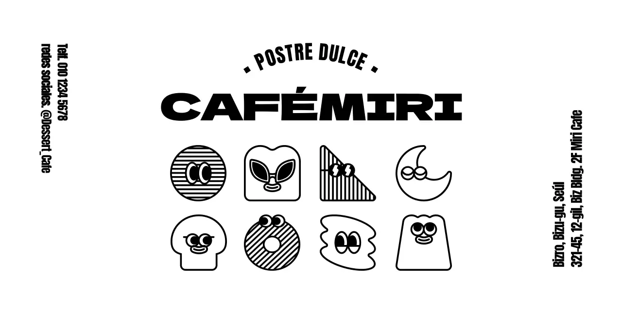 Una colección de simpáticas y sencillas ilustraciones de postres para información y servicio en una cafetería de postres conceptual.