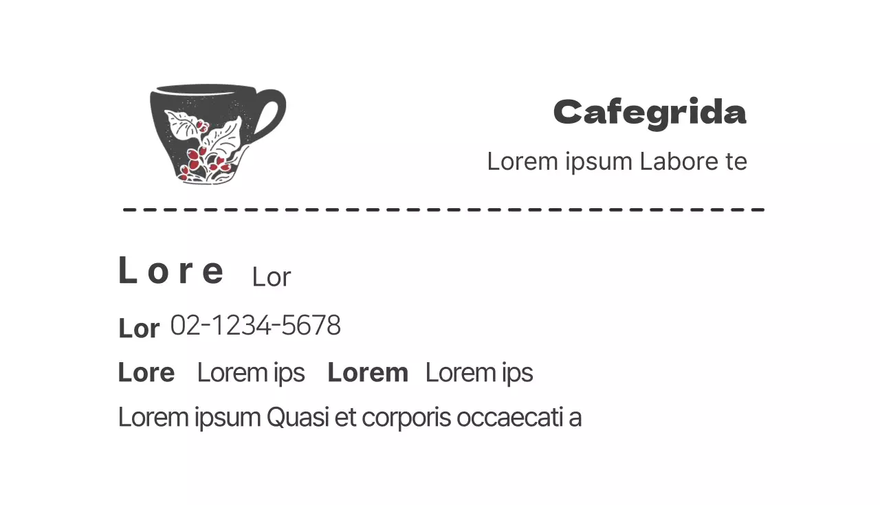 Carte de visite de café illustrée gris-rouge