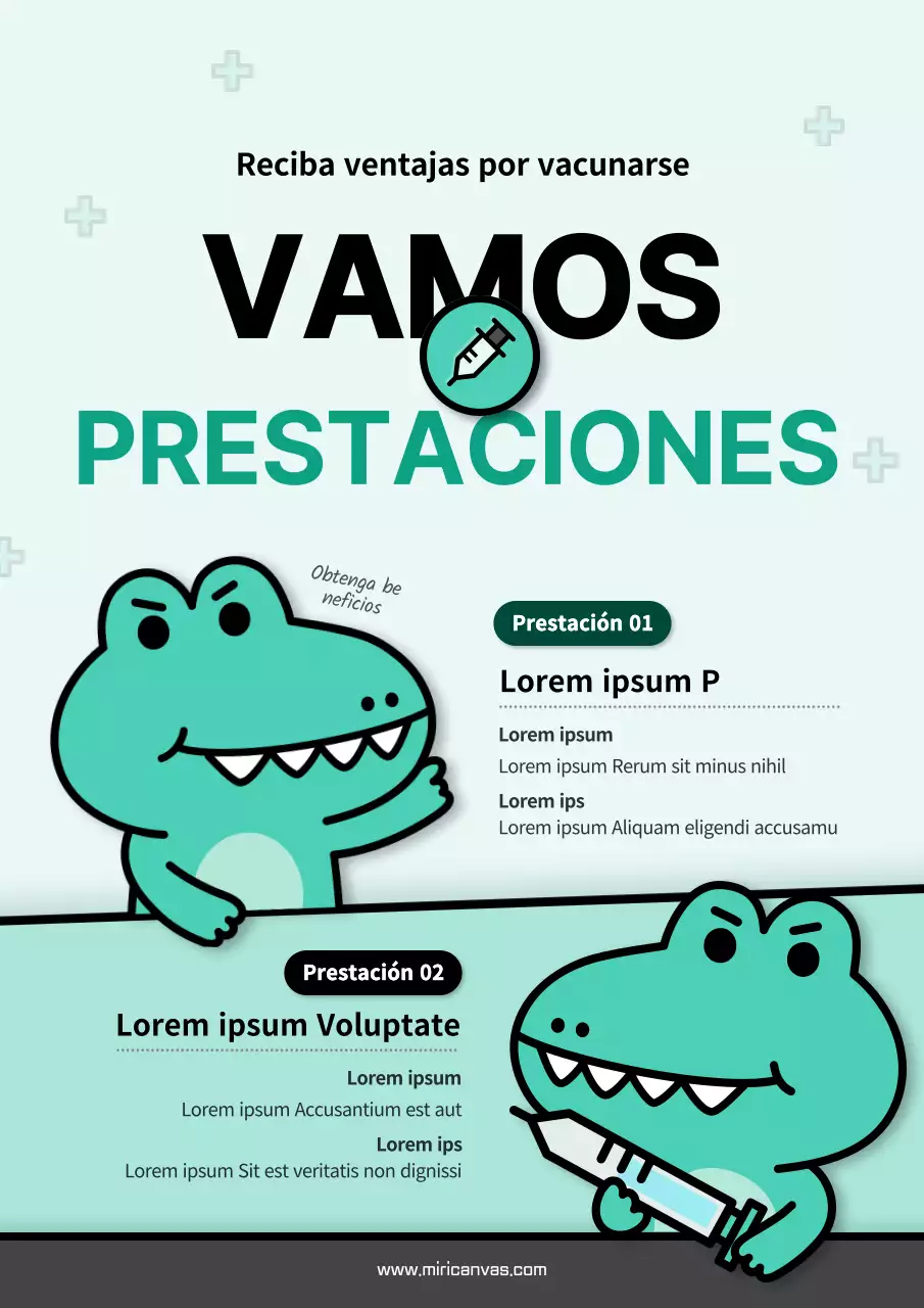 Simpática ilustración verde de los beneficios de las vacunas