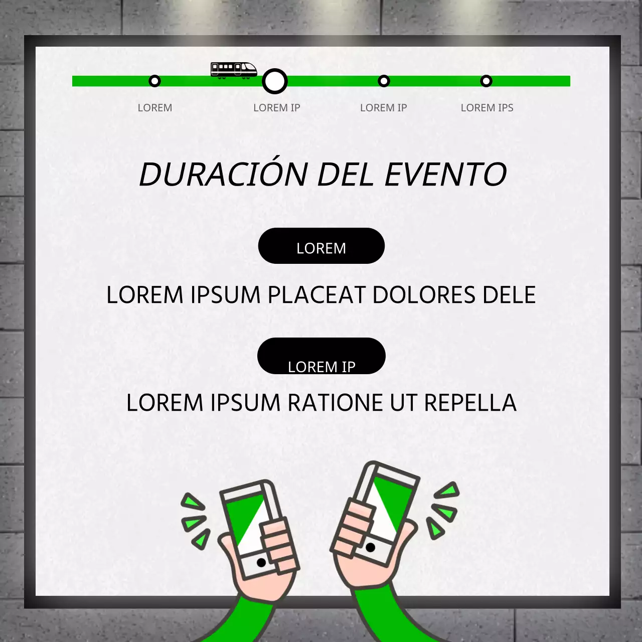 Evento fotográfico de anuncios de metro con concepto de valla verde