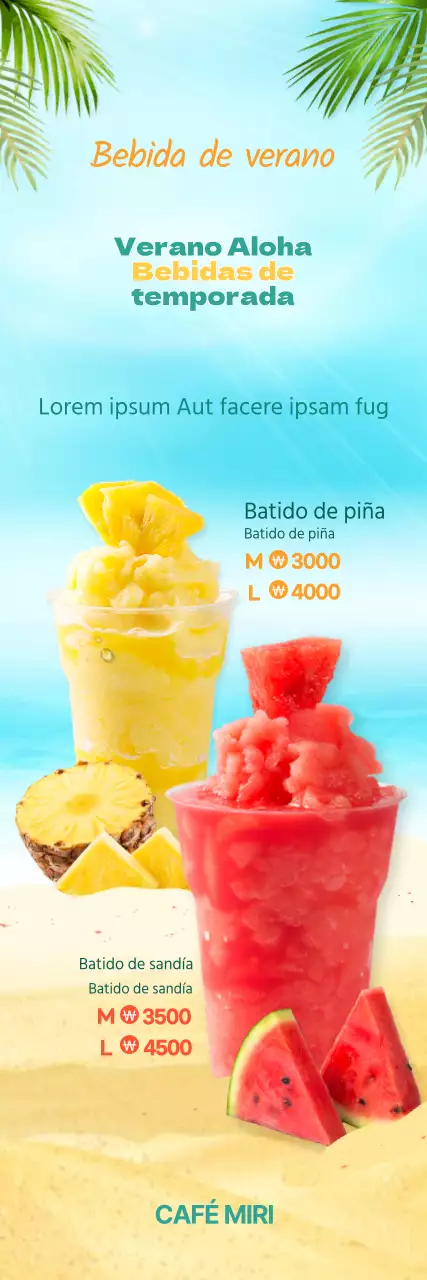 Rojo Amarillo Smoothie Fresco Verano CafeMenu Banner Promocion