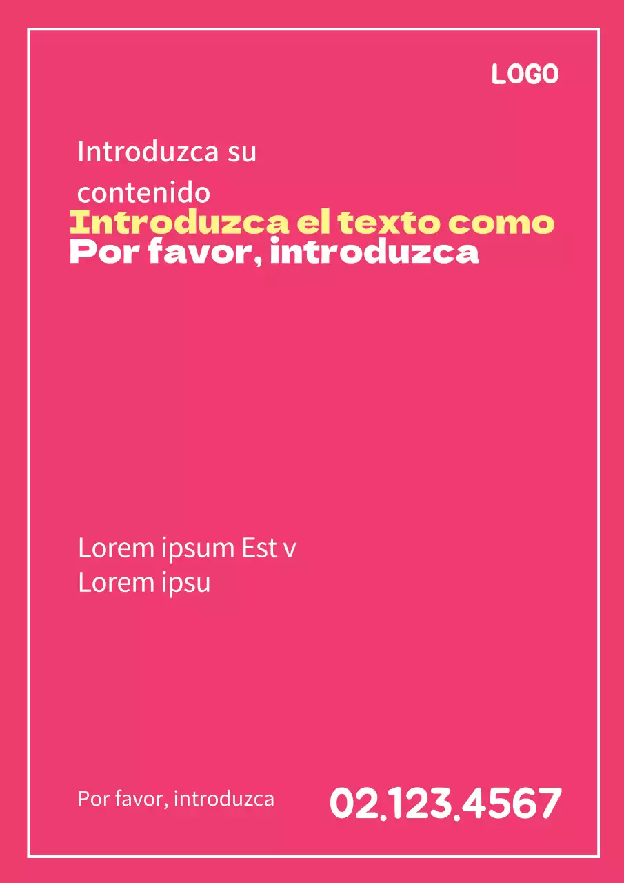 Una sencilla pieza promocional con texto en rosa fuerte