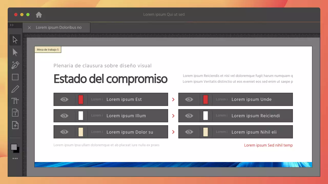Concepto de programa en gris y rojo Pleno de clausura