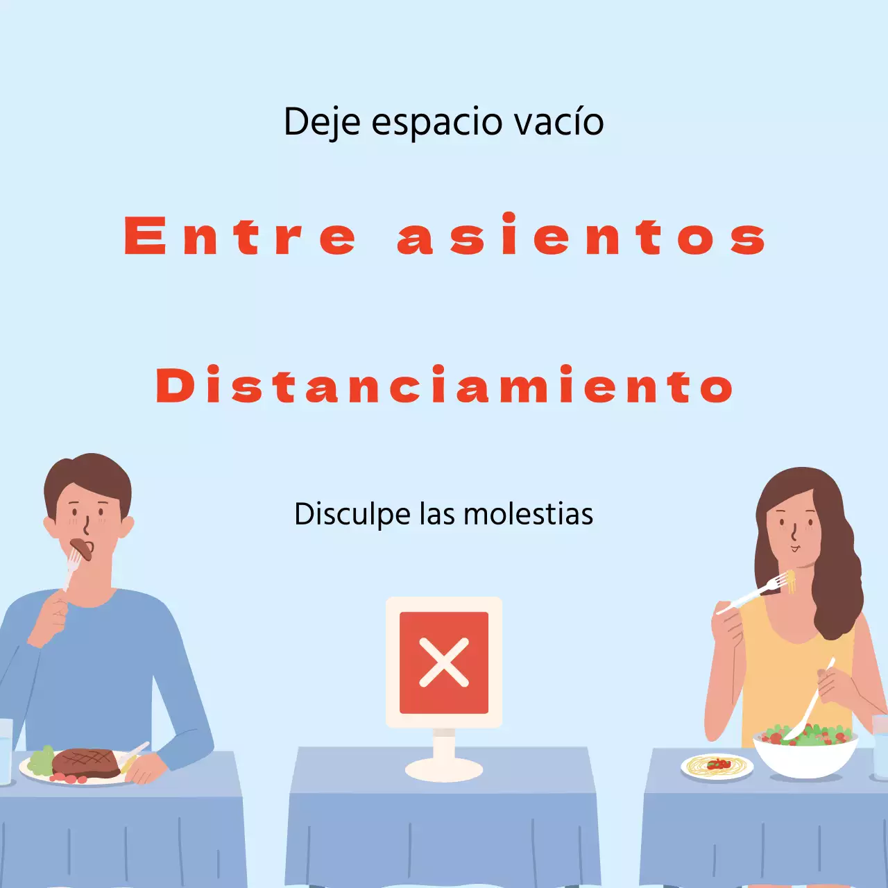 cielo naranja ilustración corona prevención distanciamiento social