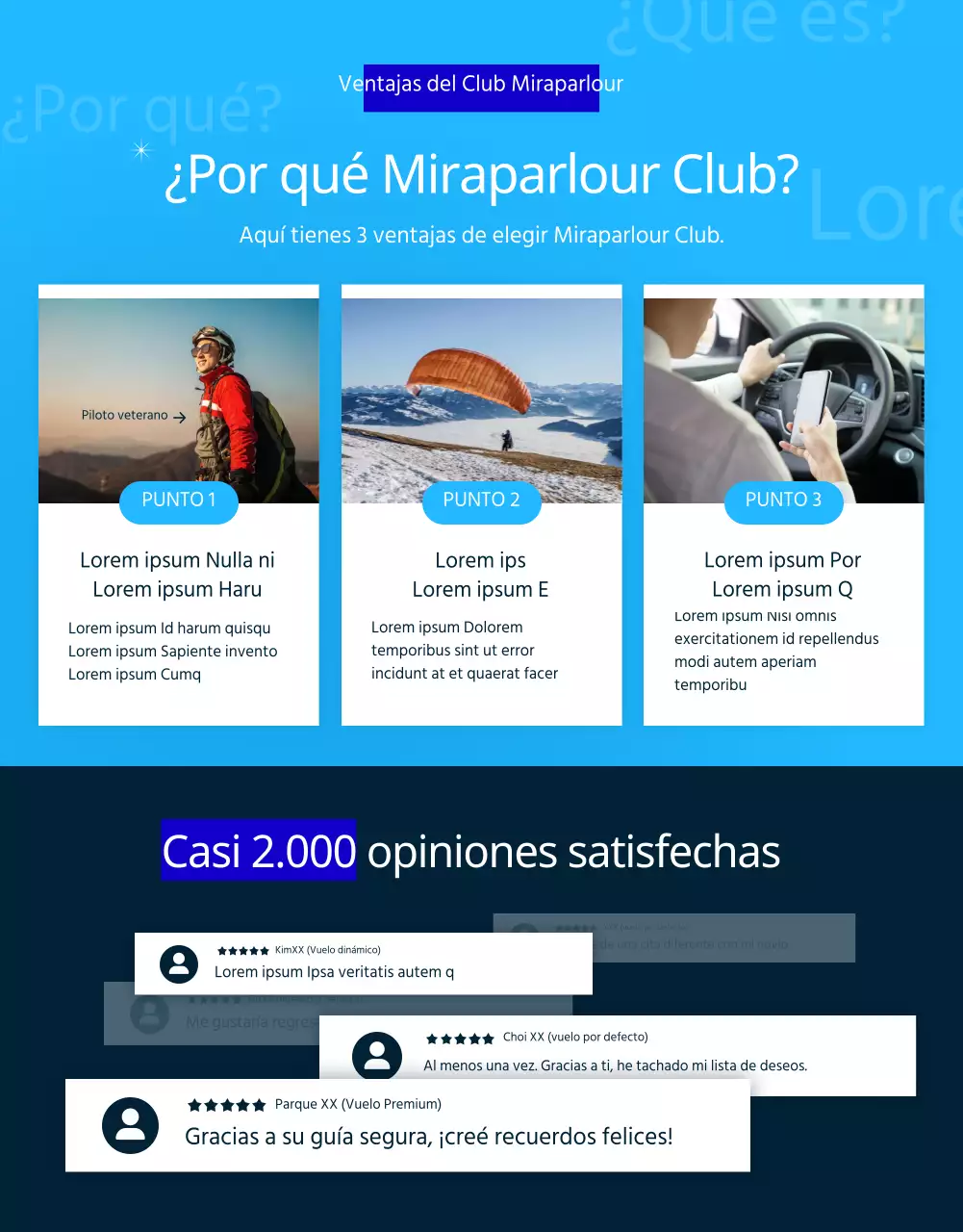 Página detallada del parapente simple, verde y azul