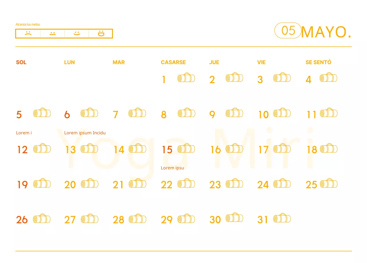 Calendarios naranjas para regalar cuando promocione su estudio de yoga