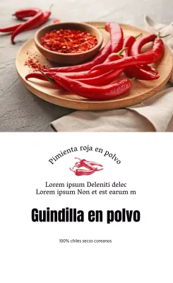 Etiquetas alimentarias nítidas con ilustraciones fotográficas en rojo