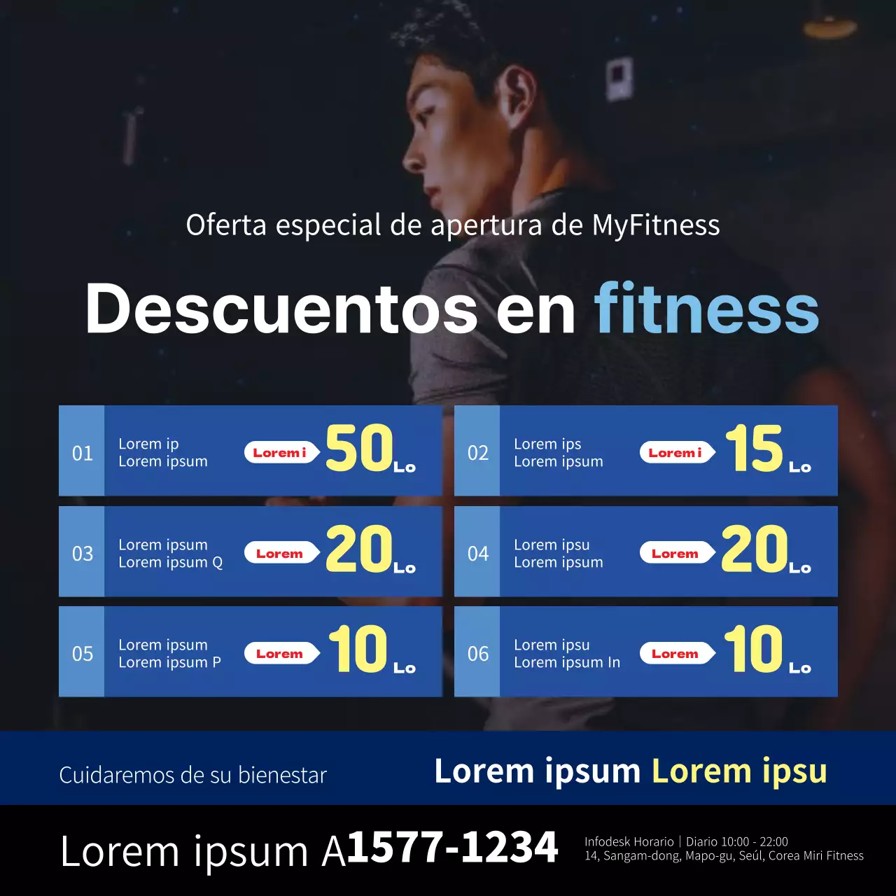 Banner azul de gimnasio