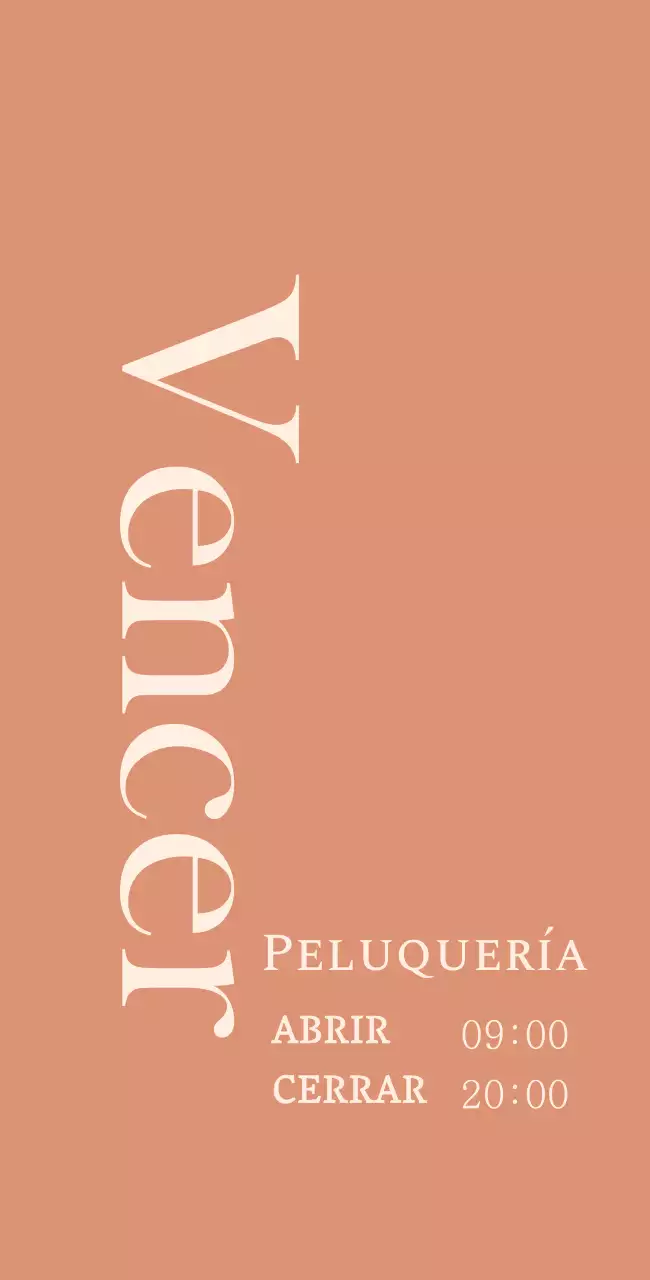 Cartel de peluquería con título en inglés sobre fondo rojo degradado