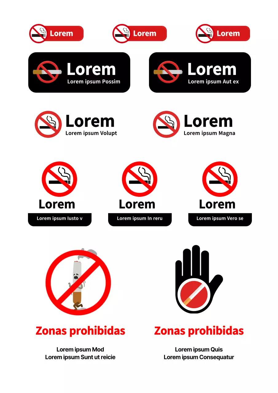 Calcomanía blanca simple de no fumar a mano alzada