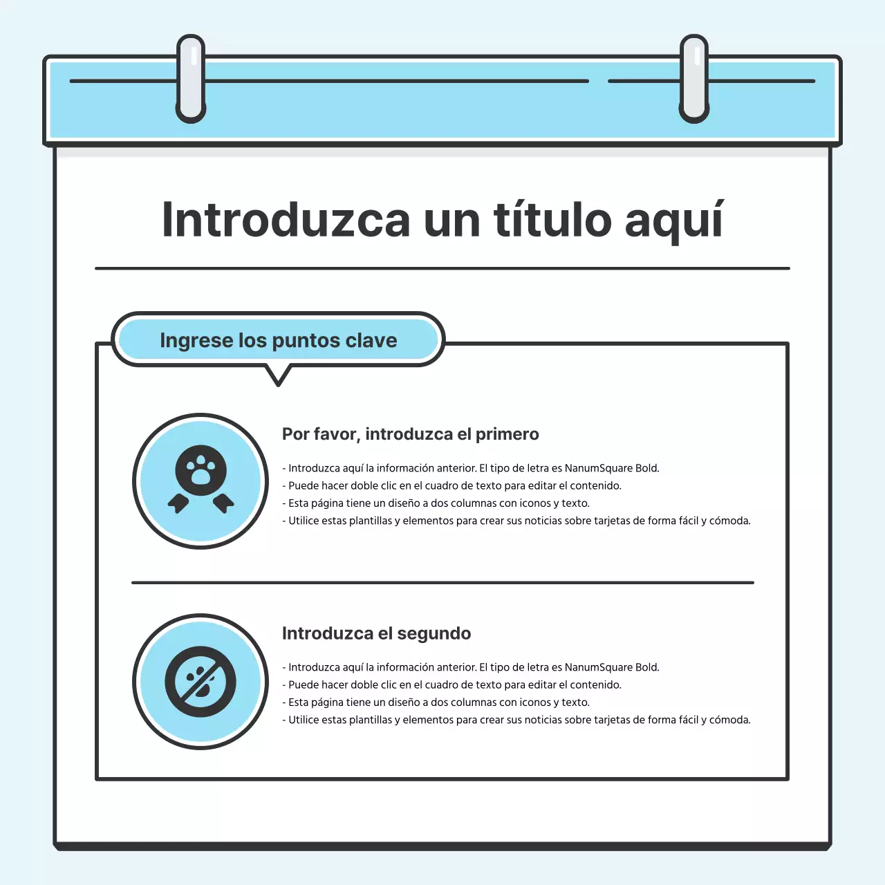 Light Blue Note Concept Tarjeta con bonitas ilustracionesNoticias