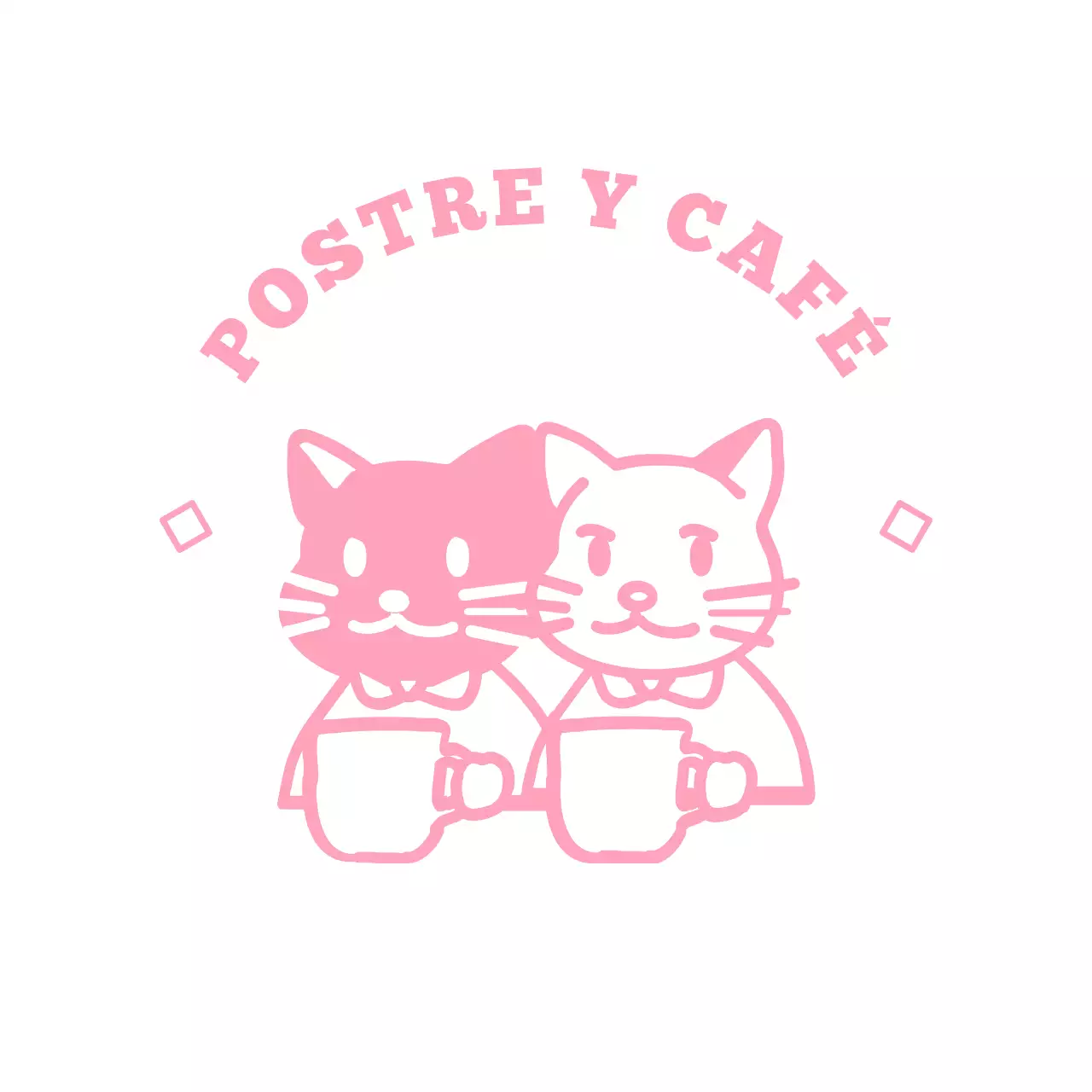 Logotipo de un simpático gato en rosa