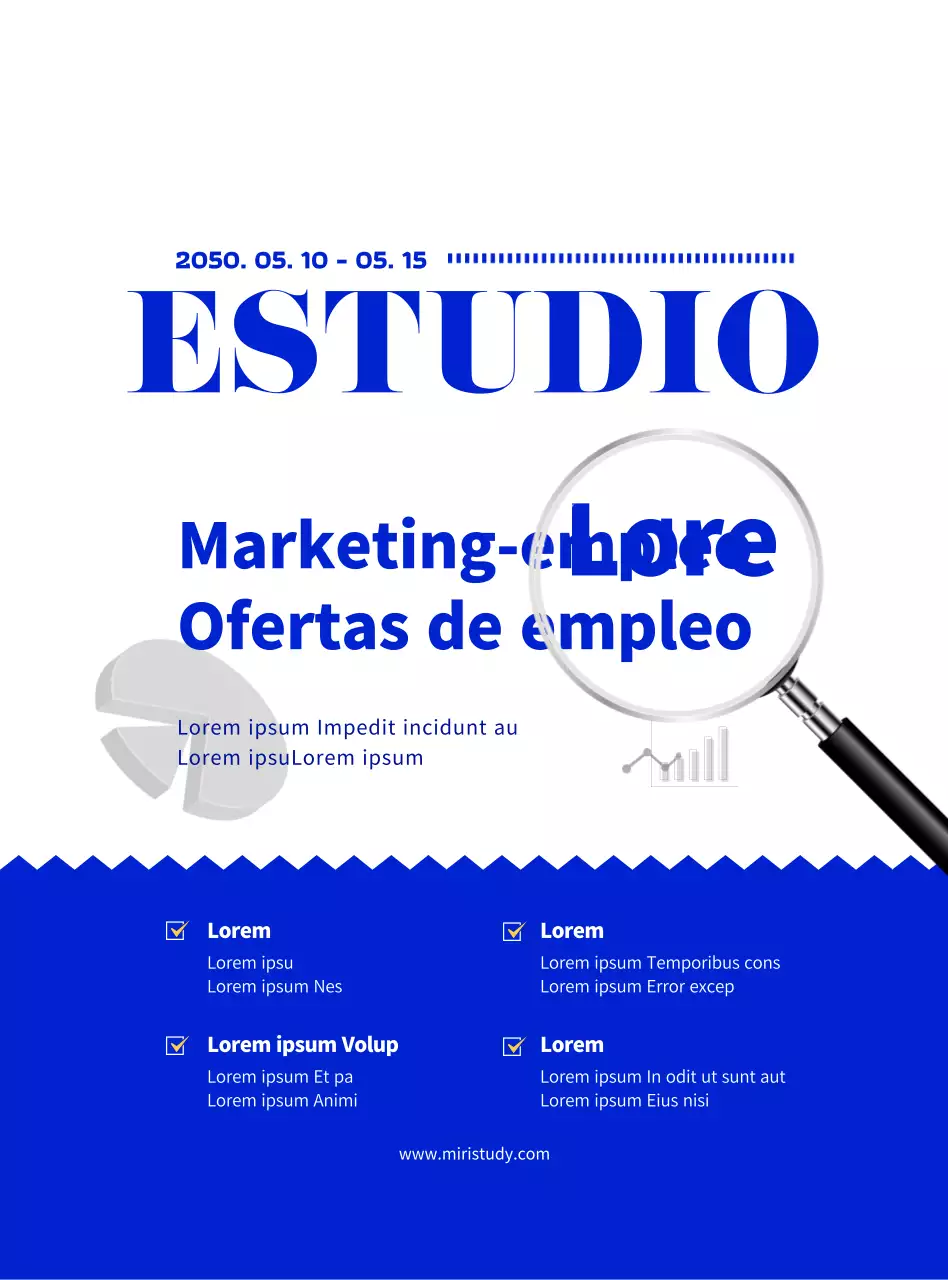 Estilo sencillo en azul marino y blanco para anuncios de trabajo de estudio