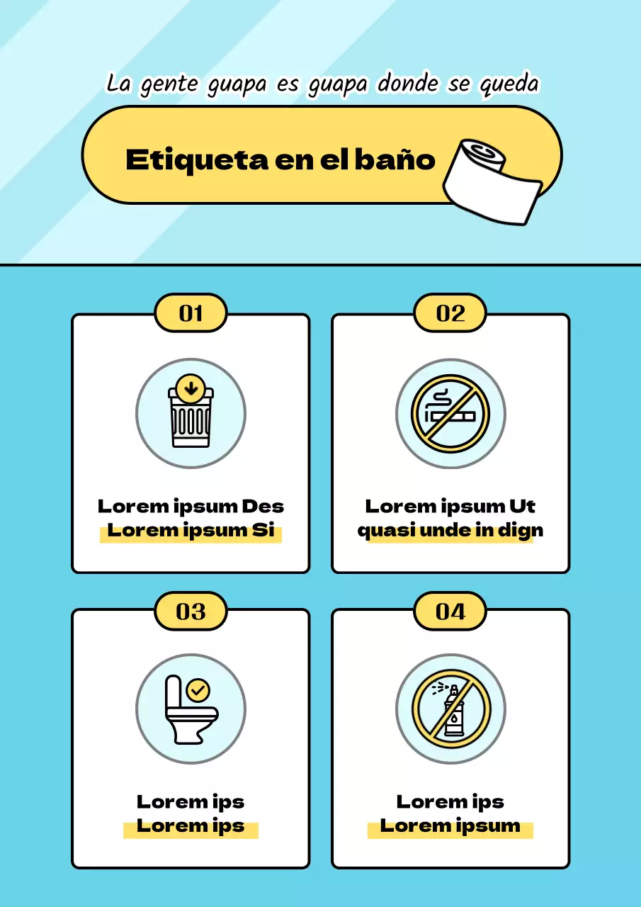 Guía de aseo limpio y ordenado de color amarillo azul claro