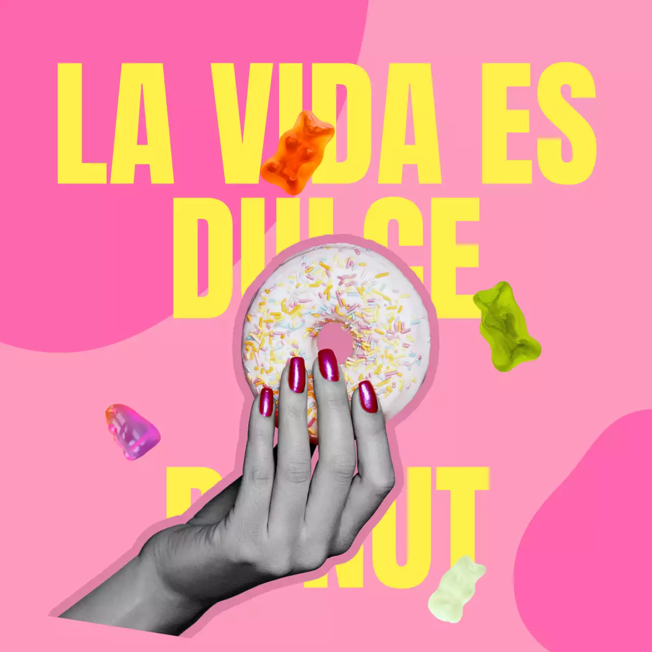 Promover rosquillas rosas y amarillas kitsch