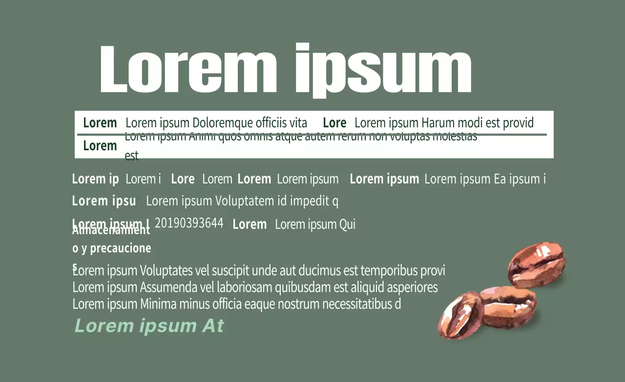 Letras verdes Ilustraciones resaltadas Etiquetas de granos de café limpias y detalladas