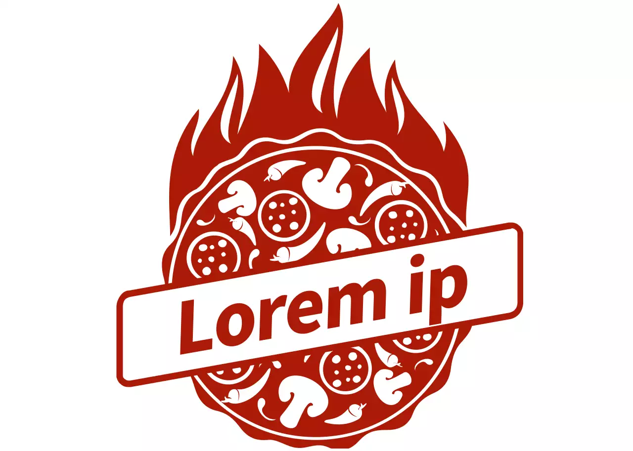 Concepto ilustrado de logotipo de pizzería en blanco y rojo