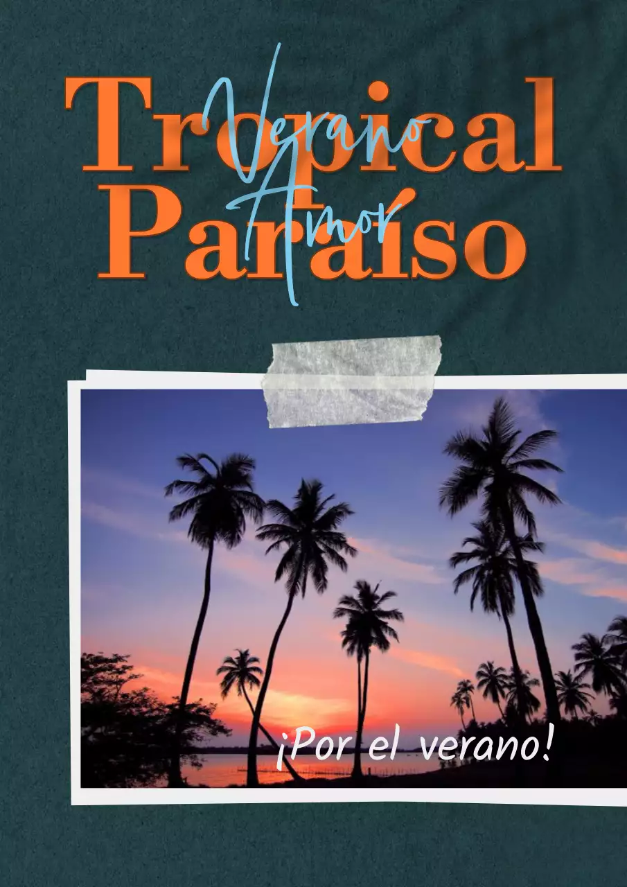 Polaroid de palmeras sobre fondo verde