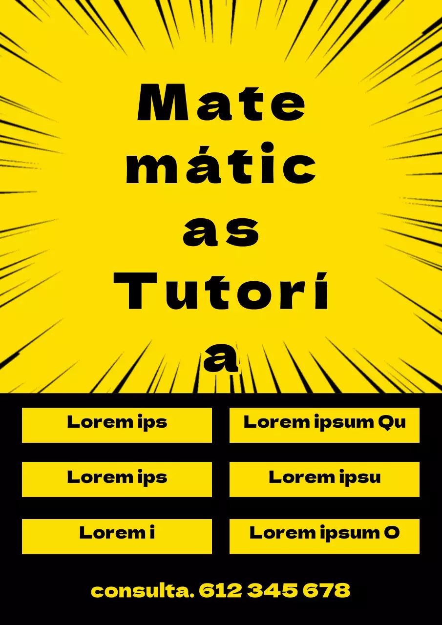Promoción de tutoría sencilla con formas y acentos en amarillo y negro