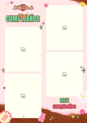 Diseño de foto de feliz cumpleaños en rosa y menta con un concepto dakku