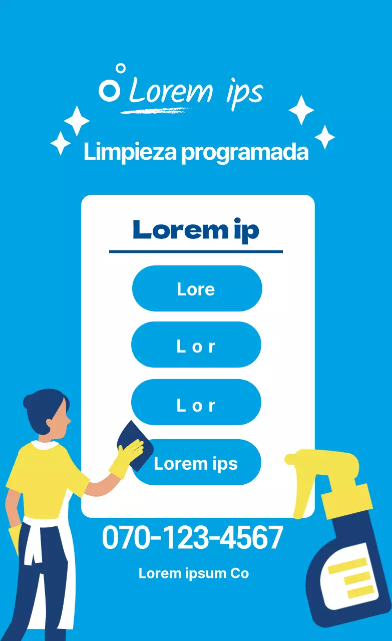 Promocione su servicio de limpieza a domicilio con una foto de ilustración azul