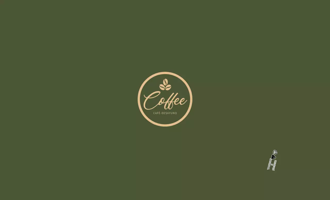 Diseño de vaso de papel para cafetería en dorado y verde