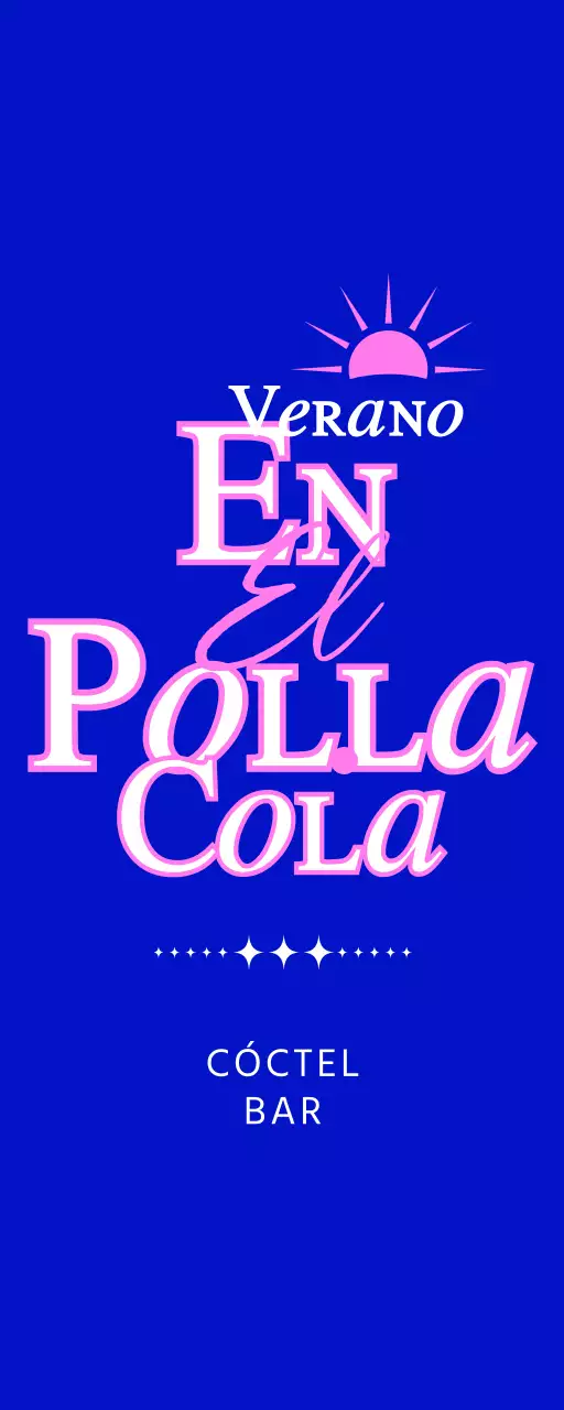 Promocione un bar de cócteles con una ilustración de un sol azul y rosa