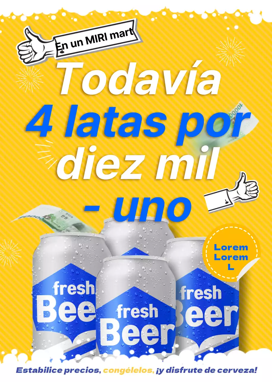 Una refrescante página de anuncios de cerveza en blanco y amarillo