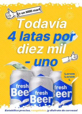 Una refrescante página de anuncios de cerveza en blanco y amarillo