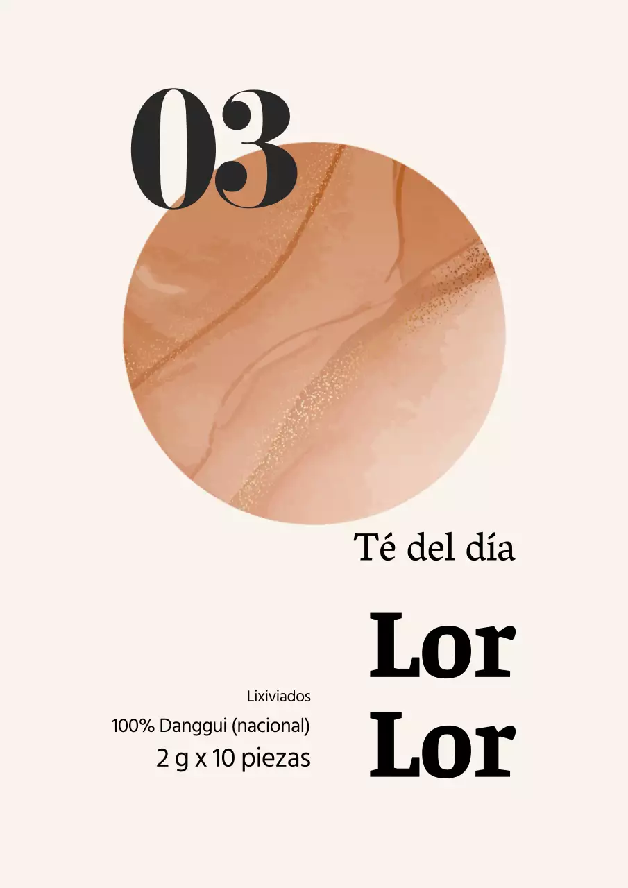 Diseño sencillo de etiqueta de bolsita de té negro en beige