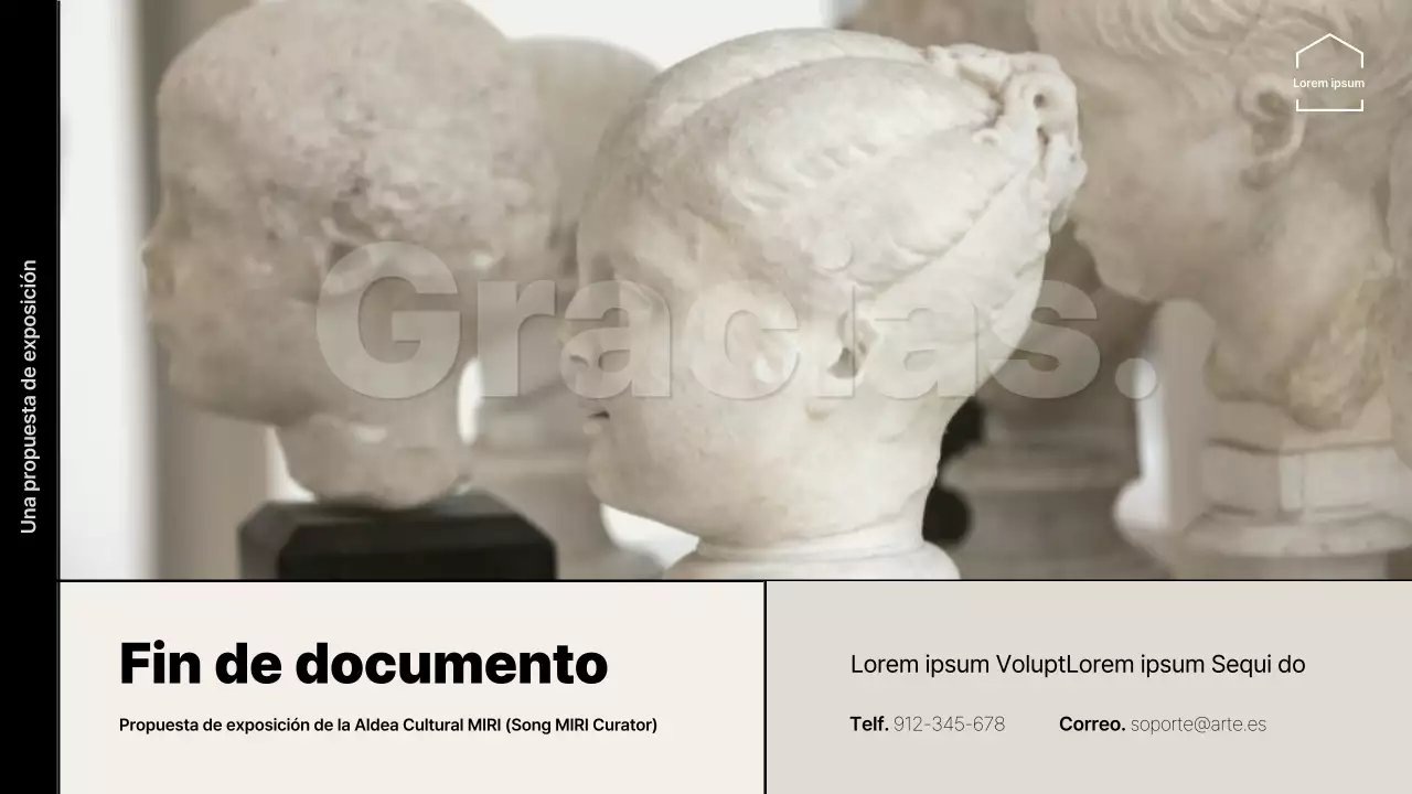 Propuesta de exposición con acentos de rejilla beige-negro