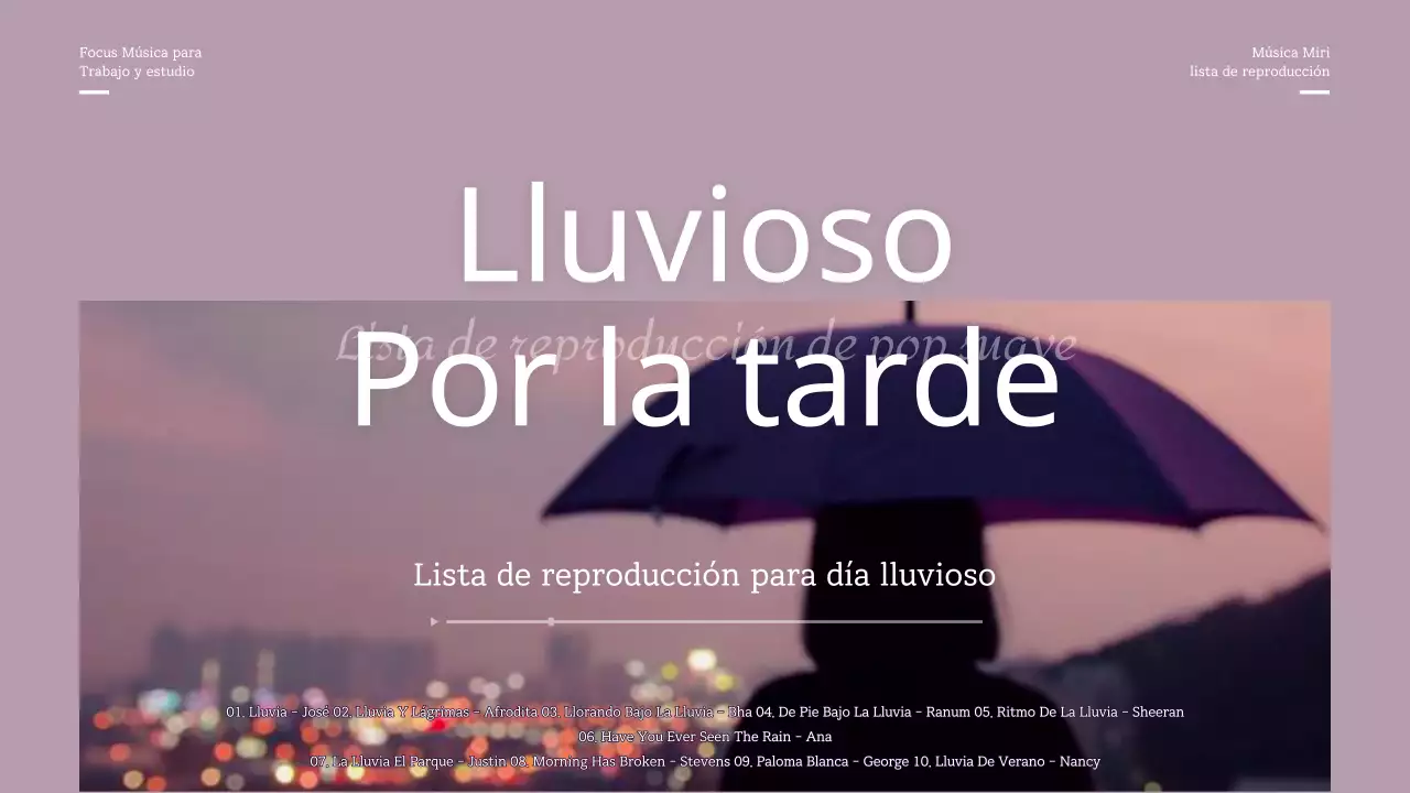 Lista de reproducción de noche lluviosa en púrpura