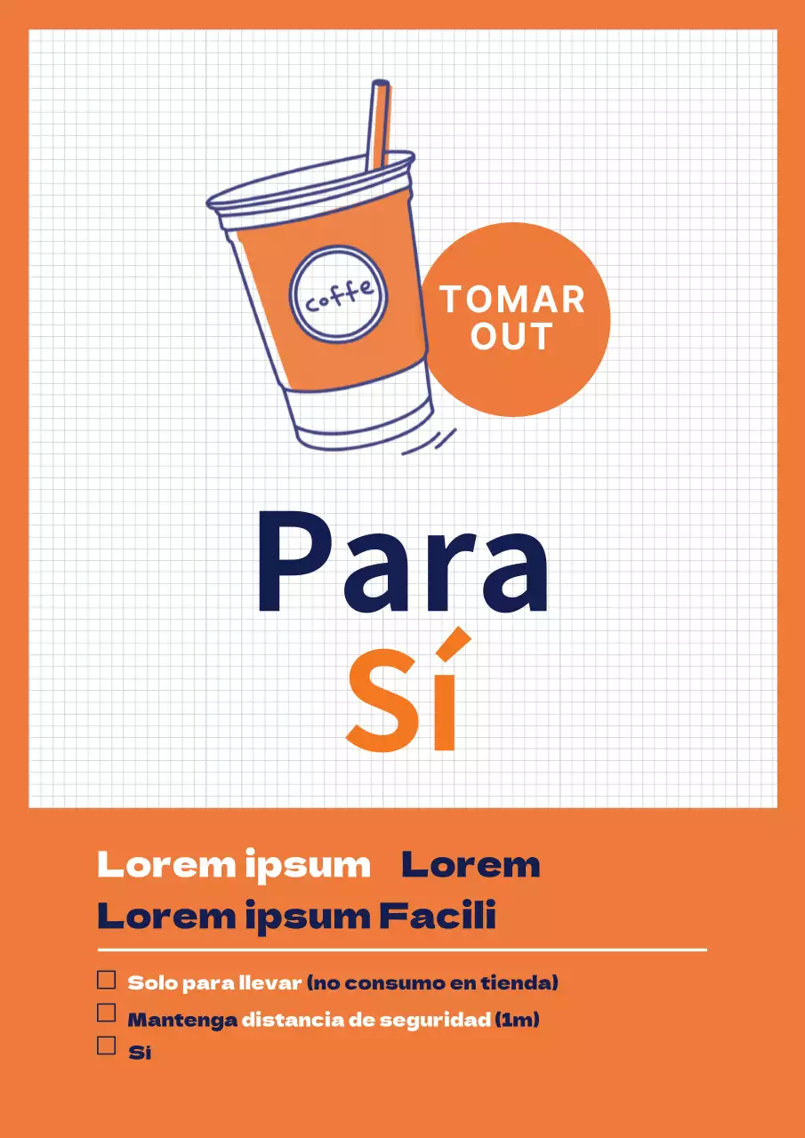 Ilustración naranja marino COVID-19 café comida para llevar