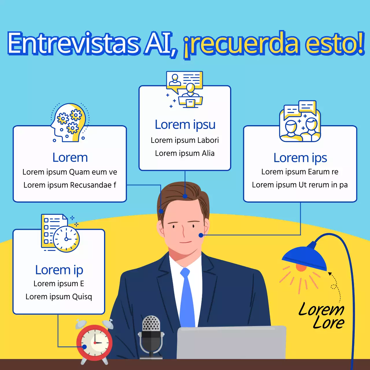 Sugerencias de AI para la primera mitad del proceso de contratación, de color azul claro y amarillo