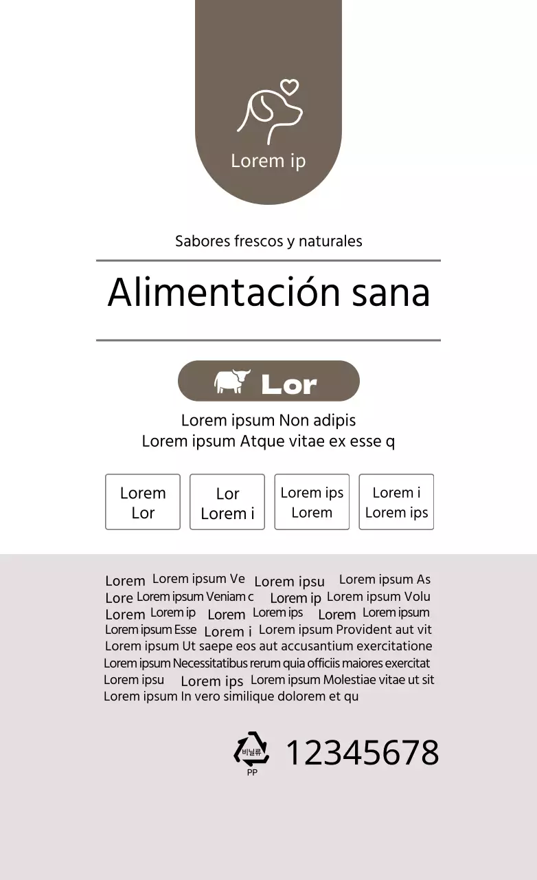 Etiquetas de texto de alto color para alimentos para mascotas