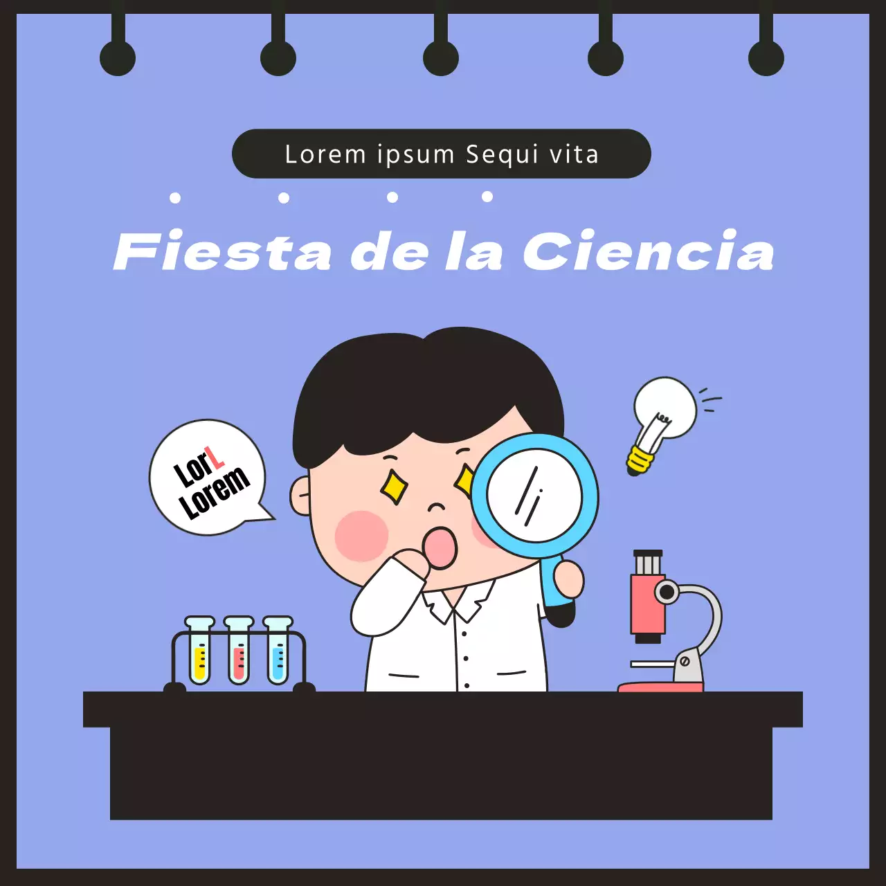 Plantilla morada con simpáticas ilustraciones