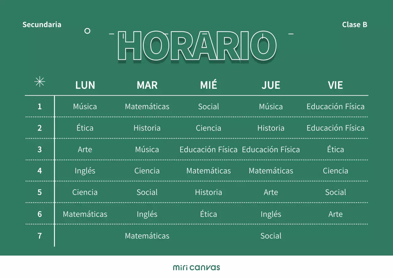 Horarios escolares con un concepto sencillo