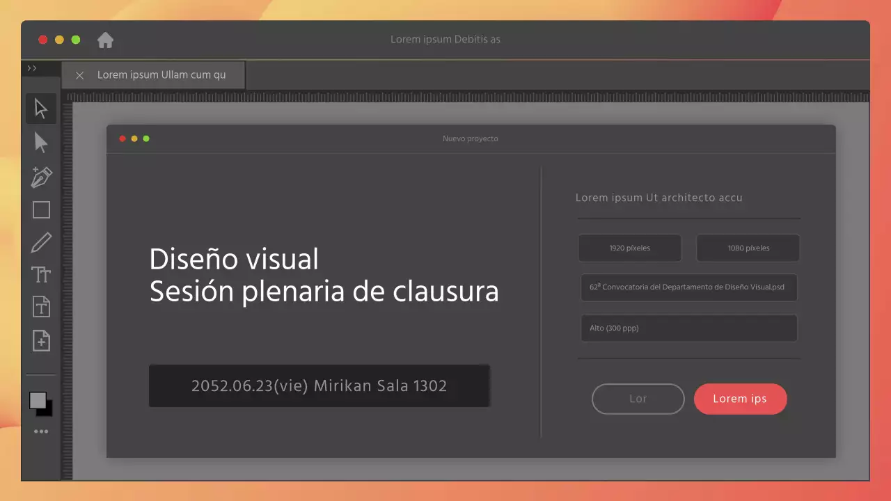 Concepto de programa en gris y rojo Pleno de clausura