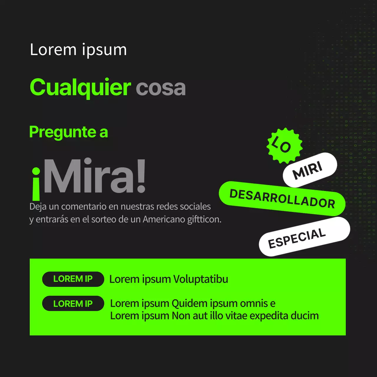 Ofertas de empleo en línea en negro y colores fluorescentes