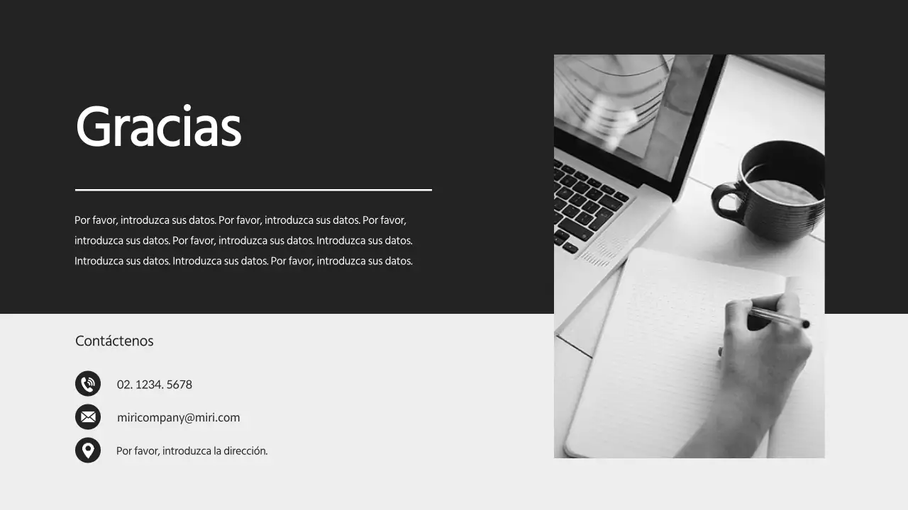 Un sencillo perfil de empresa en blanco y negro