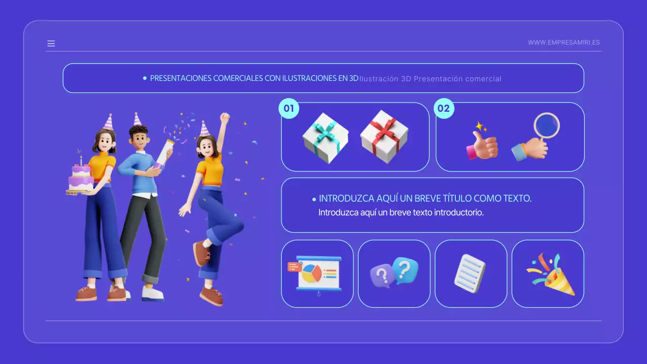 Anuncio de lanzamiento kitsch con simpáticas ilustraciones azules