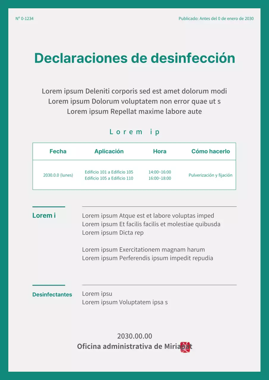 Aviso de desinfección de apartamentos en gris y turquesa