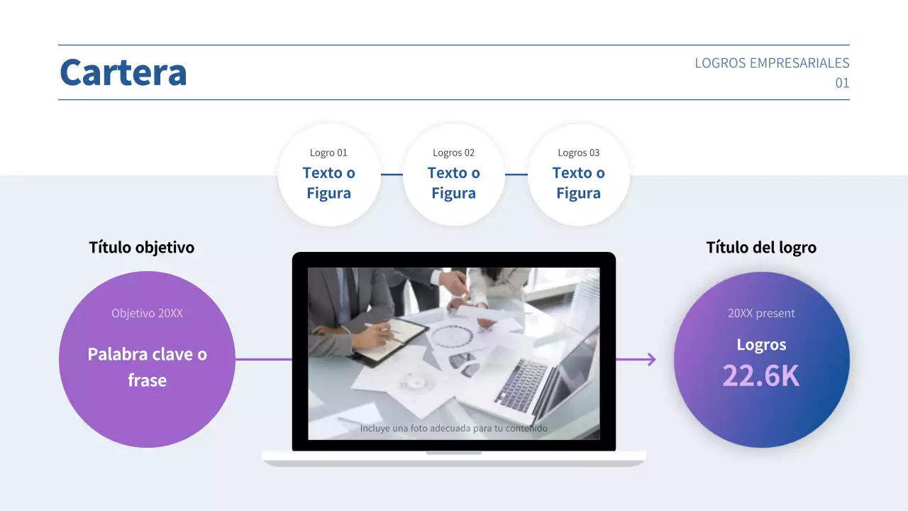 Presentación de plan de negocio con un concepto de degradado púrpura y azul